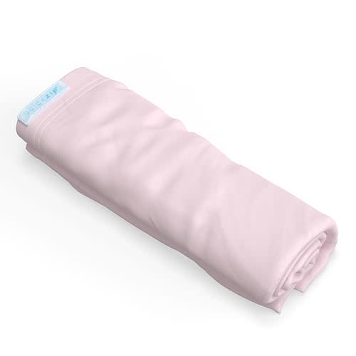 QuickZip Crib Extra Zip-On Sheet (SecureFit Wraparound Base Not Included) - Faster, Safer, Easier Baby Crib Sheets - Blush 100% Cotton - Fits All Standard Crib Mattresses