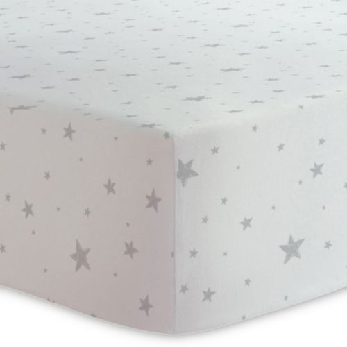 Kushies® Scribble Stars Cotton Flannel Fitted Crib Sheet in Grey/White