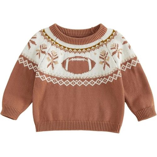 Baby Football Sweater Toddler Girl Boy Sweatshirt Oversized Knit Pullover Long Sleeve Tops Infant Fall Clothes 0-4T
