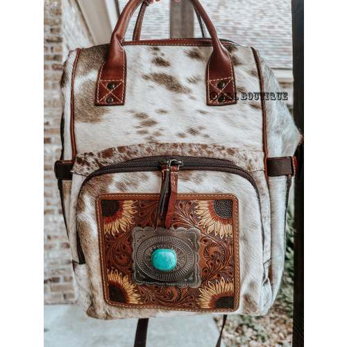 Sunflower Leather Cowhide Diaper Bag