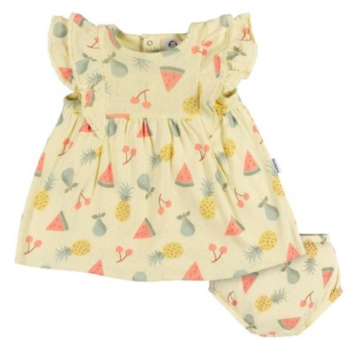 Gerber Baby Girls' Cotton Dress & Diaper Cover Set - Fruit - 3-6 Months - 2-Piece
