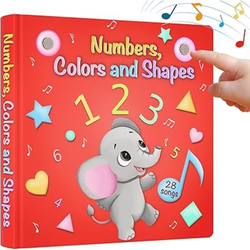LEARNING BUGS Numbers, Colors & Shapes – 28 Favorite Counting Nursery Rhymes, Musical Books for Toddlers, 28-Button Music Book, Musical Toys for Toddlers 1-3