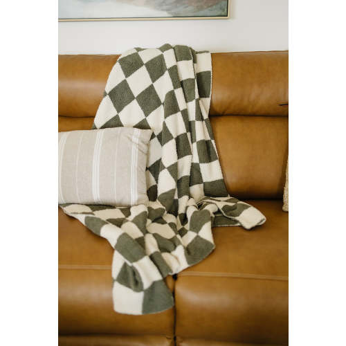 Green Checkered Plush Blanket – Mebie Baby