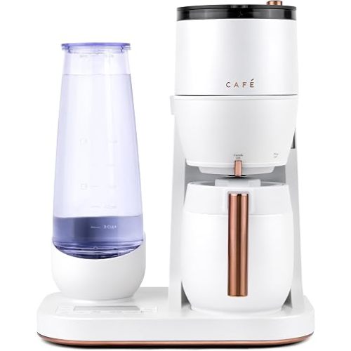 Café Specialty Grind and Brew Coffee Maker, Single-Serve to 10-Cup Thermal Carafe, with Built-In Bean Grinder & Removable 75oz Water Reservoir, WiFi & Smart Connected, SCA Certified, Matte White
