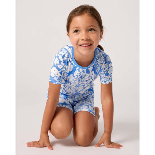 Azure Garden Two-Piece Short Sleeve & Shorts Pajama Set