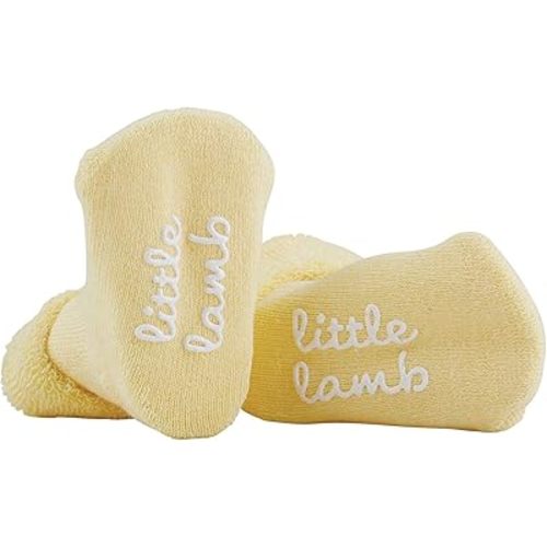 Stephan Baby Non-Skid Yellow Socks with Inspirational Phrases, Little Lamb, Fits 3-12 Months