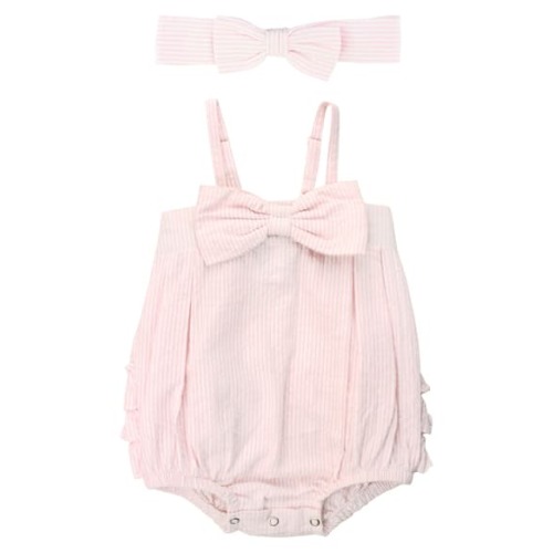 Seersucker Bubble Romper & Head Wrap Set