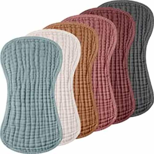 Frienda 6 Pieces Muslin Burp Cloths for Baby Burp Cloth Multi Colors Muslin Washcloths Diapers 6 Absorbent Layers Newborn Face Towels for Baby Boy Girl Unisex, 9 x 20 Inch (Fresh Colors)