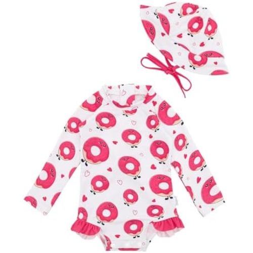 babygoal Baby Girls Long Sleeve One Piece Rash Guard Swimsuit with Zipper, UPF 50+ Sun Protection