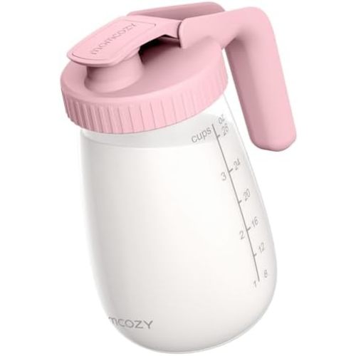 Momcozy Breast Milk Pitcher, Glass Storage Container Wide Mouth, 32oz Pink