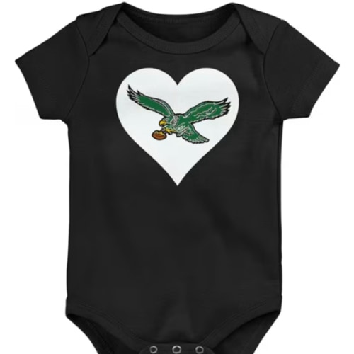 Philadelphia Eagles BLACK Baby Retro Heart Design Romper - 133416897