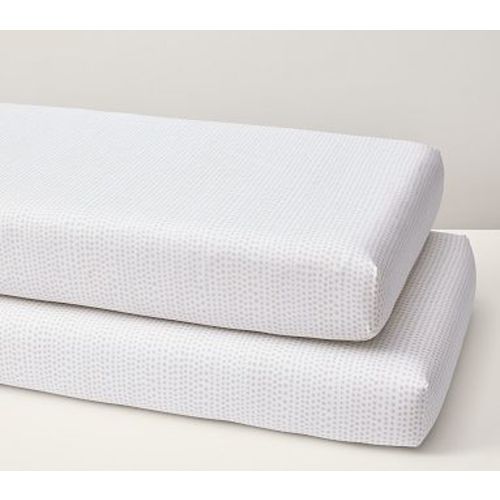 Organic Falling Dot Crib Fitted Sheet , S/2, Crib Fitted , Oat, Set of 2
