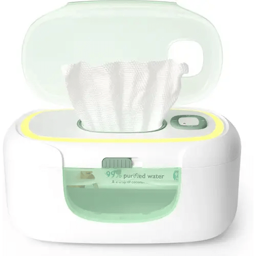 Momcozy New Baby Wipe Warmer, Large Capacity Wipe Dispenser Compatible with 60-80pcs,10-Min Fast Heating,4 Temperature Modes,Innovative Spring Design,Silicone&Top Seals,Even Heating,3-Level Nightlight