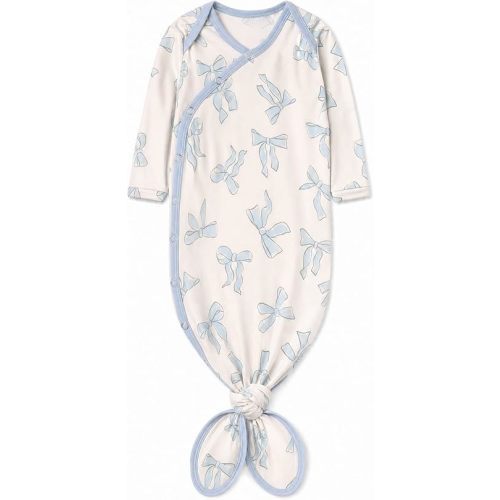 Copper Pearl Baby Gown - Knotted Newborn Sleepers for Baby Boy and Girl, Soft Stretchy Long Sleeve Infant Gowns with Bottom Tie and Hand Mittens, Perfect Hospital Coming Home Outfit (Daphne)