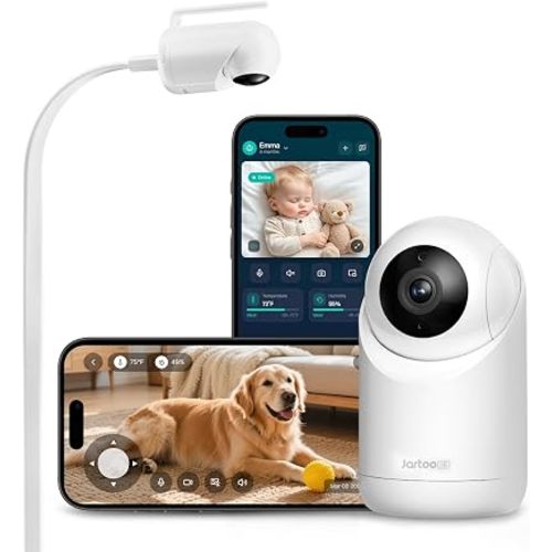 Jartoo 2K Security Indoor Camera & Mount, Work as Baby Monitor, Pet Camera, AI-Powered Detection, No Subscription, 24/7 Recording, Two-Way Audio