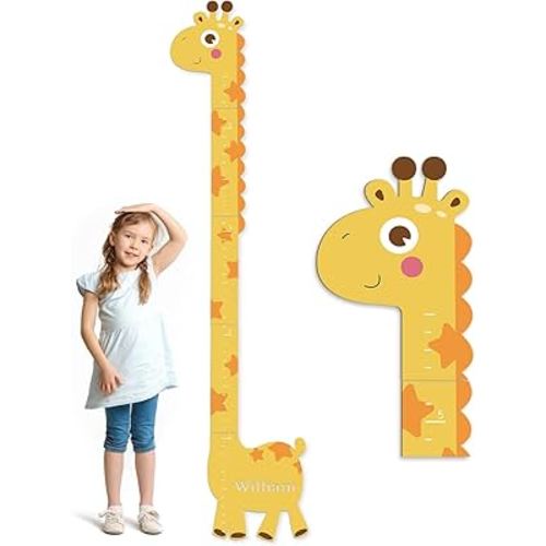 Personalized Name Growth Chart for Kids, Giraffe Height Chart for Boy Girls, Measuring Board for Kids Height, Patchwork Wooden Height Chart Measuring Board, Nursery Growth Chart Ruler