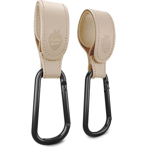 Baby Uma Vegan Leather Stroller Hooks for Bags (2 Pack) - Adjustable, 11 lb