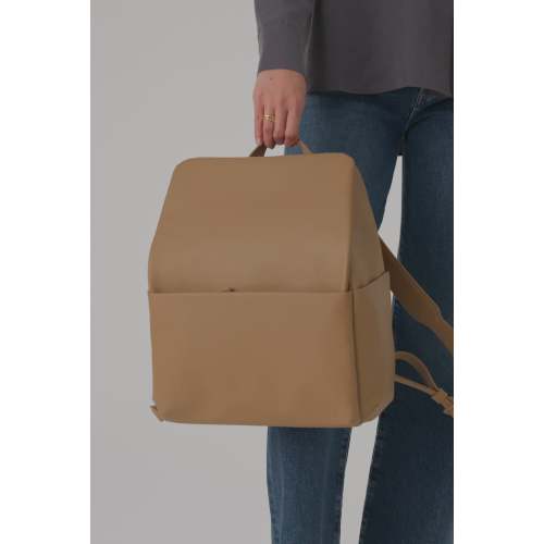 The Everyday Diaper Backpack in Camel Vegan Leather