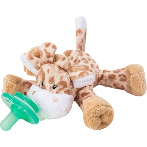 Nookums Paci-Plushies Shakies - Pacifier Holder - Adapts to Name Brand Pacifiers, Suitable for All Ages, Plush Toy Includes Detachable Pacifier (Brown Giraffe)