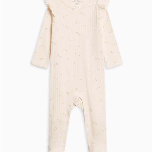 Addy Brushed Back Pointelle Flutter Sleeve Footed Romper