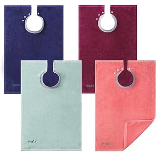 MATZ Terry Towel Snap On Toddler & Baby Bibs | For Feeding Drooling And Teething | Full Coverage For Babies | Ultra Absorbent 100% Cotton Bibs | Unisex | With Soft Ribbed Neck