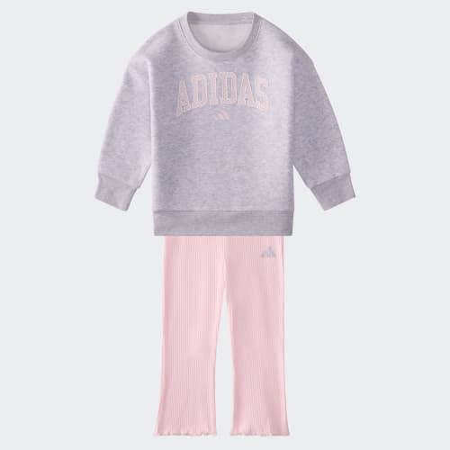 2-Piece Long Sleeve Heather Crewneck Pullover & Kick Flare Pants Set
