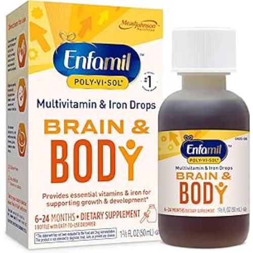 Enfamil Baby Vitamins Enfamil Poly-Vi-Sol 8 Multi-Vitamins & Iron Supplement Drops for Infants & Toddlers, Supports Growth & Development, 50 mL Dropper Bottle