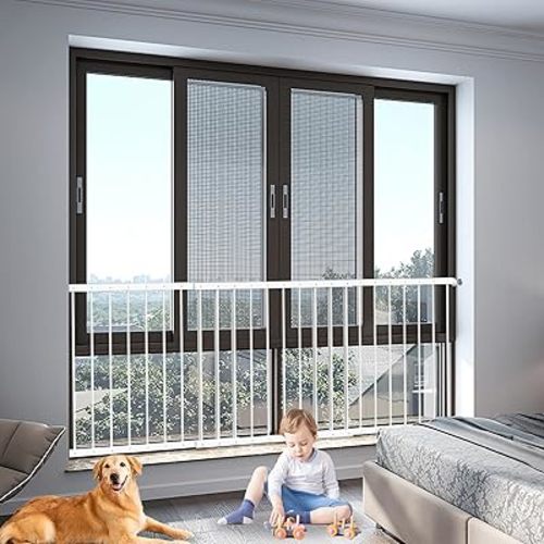 Fairy Baby Window Guards for Children, Adjustable Wide 36.3" - 61.4" Child Safety Window Guard Prevents Accidental Falls, Home Security Childproof Interior Bar Guard for Toddler (White, 2 Panels)