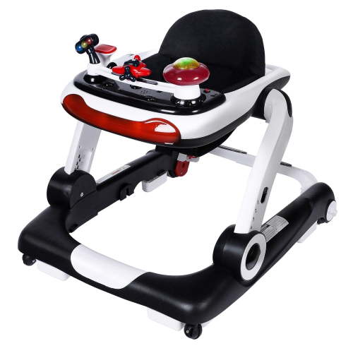 LINLUX Baby Walker w/ Music & Lights, Toddler Activity Walker w/ Seat, Black