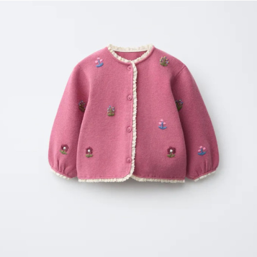 EMBROIDERED FLOWER CARDIGAN - Pink | ZARA United States