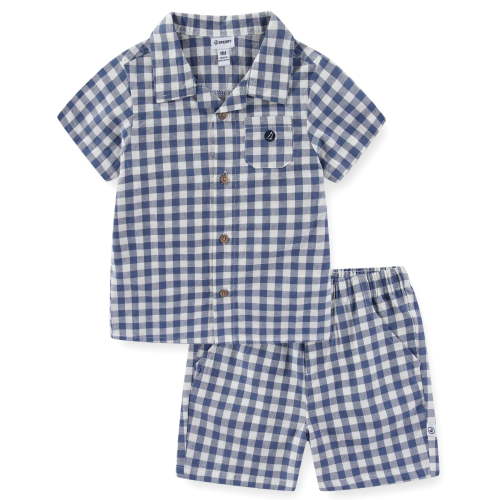 Sperry Woven Gingham Button Down Shirt and Short Set (Baby Boys), 2 Piece Set, Sizes 3M-24M