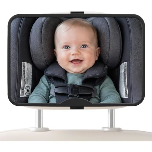 Large Car Mirror for Baby, Shatterproof Car Seat Mirror, Black