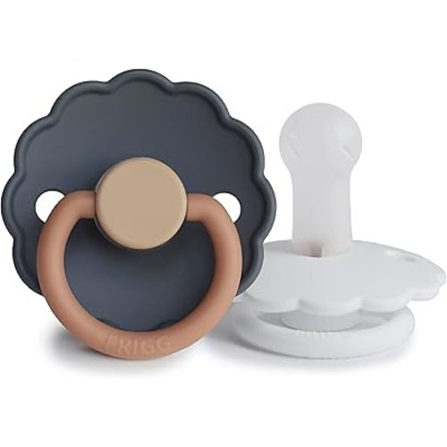 FRIGG Daisy SilkySoft Silicone Baby Pacifier | Made in Denmark | BPA-Free (Aurora/Bright White, 6-18 Months)
