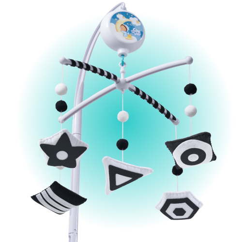 TINITIGIES Montessori Crib Mobile for Newborn – Black and White High Contrast Visual Stimulation