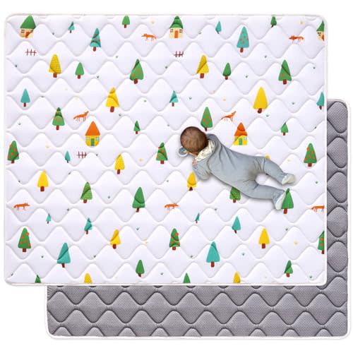 Odorless Premium Foam Baby Play Mat 50" x 50", Soft Microfiber Fabric Crawling Mat for Floor- Comfortable and Hypoallergenic, Non-Slip Cushioned Floor Playpen mat for Infants,Babies,Toddlers