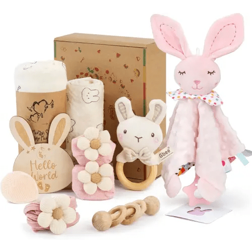 Baby Girl Gift Set for Baby Shower - 10 Piece Newborn Box with Essentials