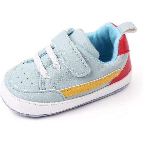 Baby Boys Girls Leather PRE-Walking Sneakers Toddler Anti-Slip Rubber Sole Infant Lightweight First Step Shoes