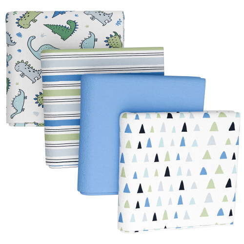 Parent's Choice Cotton Flannel Receiving Blankets for Baby Boys, Dinosaurs, 4-Pack