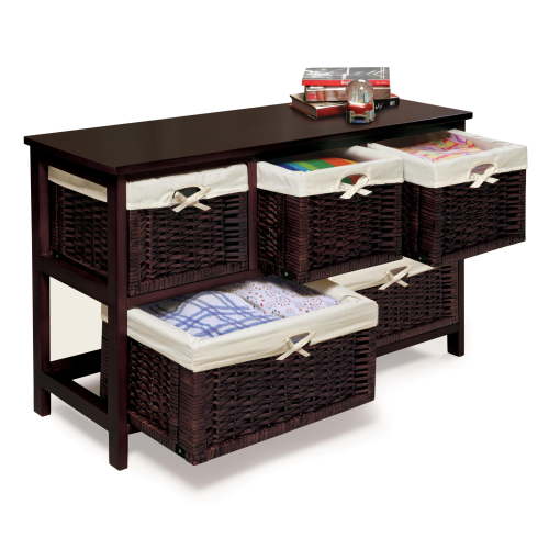 Badger Basket Five Drawer Storage Unit with Wicker Baskets -Espresso