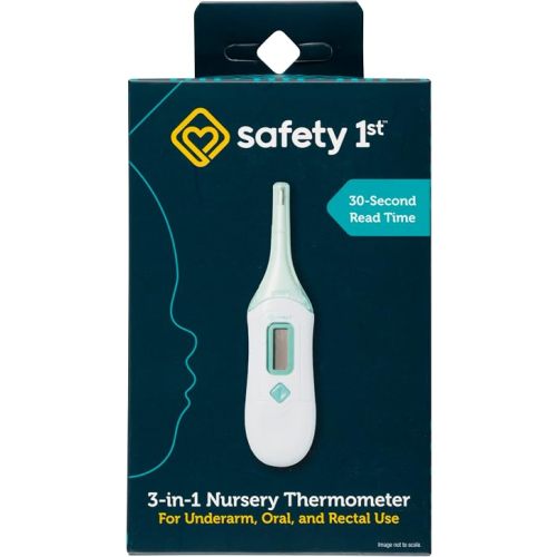 Safety 1st 3-in-1 Nursery Thermometer – Oral, Rectal, and Underarm Thermometer for Babies, Kids, and Adults with Flexible Tip, Over-Insertion Gauge, Fast & Accurate Readings, Celsius/Fahrenheit