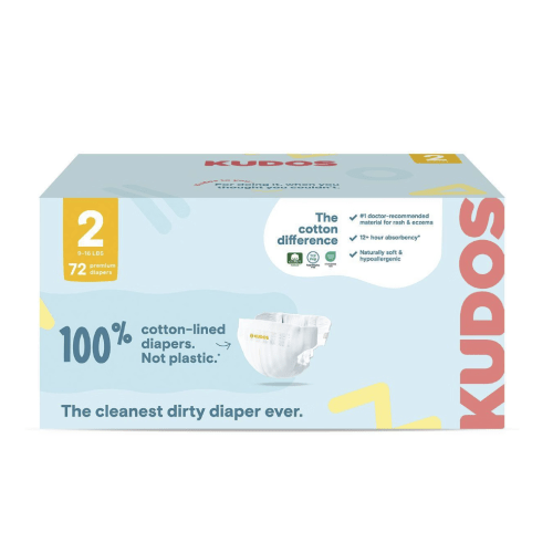 Kudos- Size2 - Chlorine Free Cotton-Lined Disposable Diapers