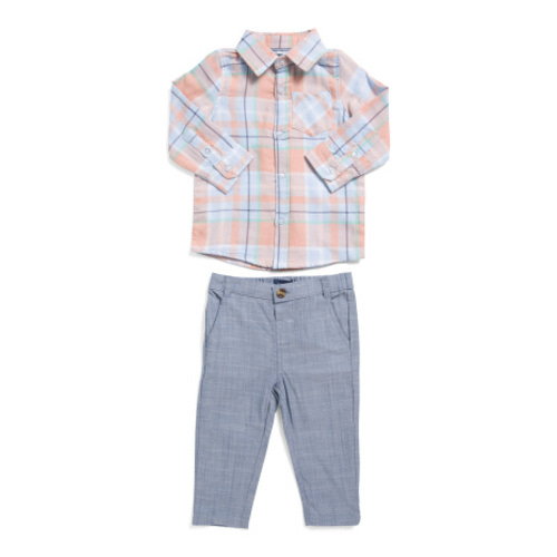 Infant Boys 2pc Plaid Button Down Top And Pants Set | Baby Boys (0-24m) | Marshalls