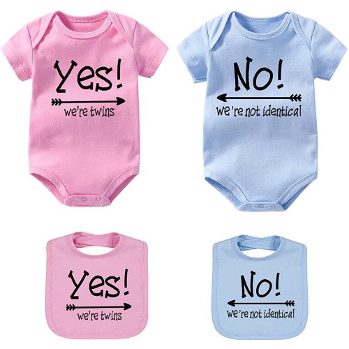 YSCULBUTOL Baby Twins Bodysuits Yes We are Twins No We are Identical Twins Bodysuit Boys Twins Clothes Baby Girls Set