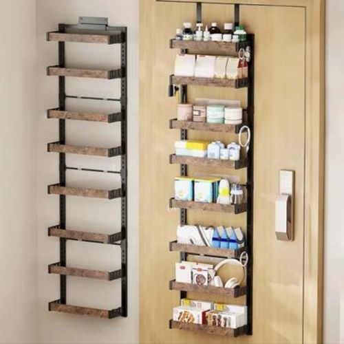 COZONY 8-Layer Over Door Organizer Racks, Adjustable Height 2-in-1 Wall Mount for Pantry Closet Kitchen Bathroom Storage