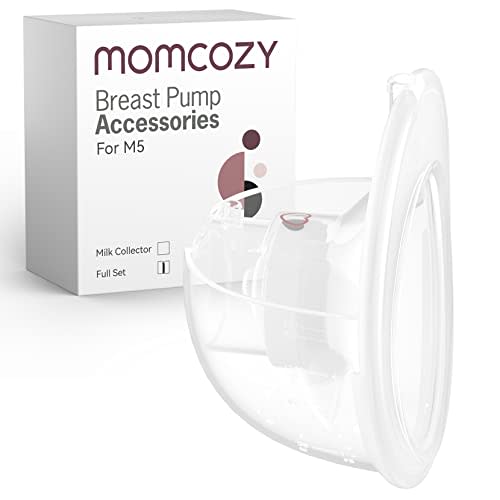 Momcozy M5 Full Set Collector Cup, Original M5 Breast Pump Replacement Accessories, with Double-Sealed 24mm Flanges