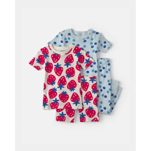Baby Girl Fruit 100% Cotton 4-Piece Pajama Set - Red/Blue | Carter's