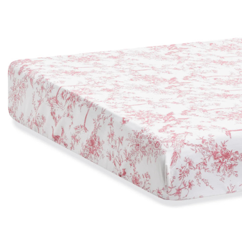Luxe Premium Cotton Crib Sheet in Pink Timeless Toile