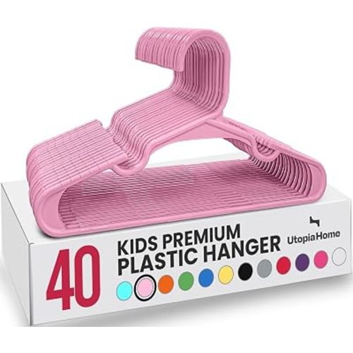 Utopia Home Kids Hangers 40 Pack – 11.5 Inch Baby Closet Hangers Baby Pink