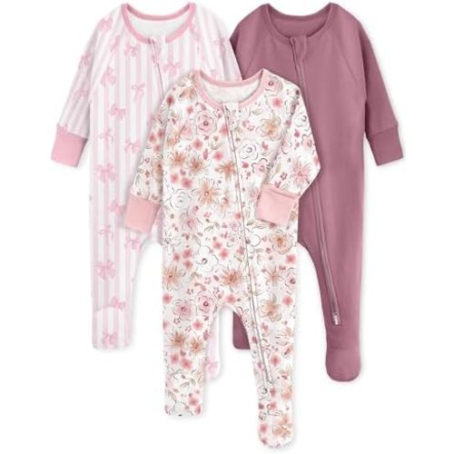 Yoofoss Baby Pajamas 100% Organic Cotton Baby Sleepers for Newborn 0-3 3-6 6-9 Months Boys Girl Clothes 3pcs Footed PJs