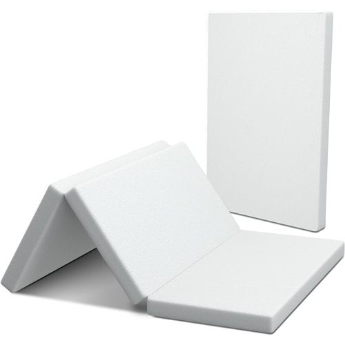 Pack n Play Mattress Topper, 38x26 1+1 (Foldable + White) Playpen Mattresses for Pack n Play Playpen and Playard, Firm Mattress Pads for Indoors & Outdoors use - 002-2pack-trifold+white
